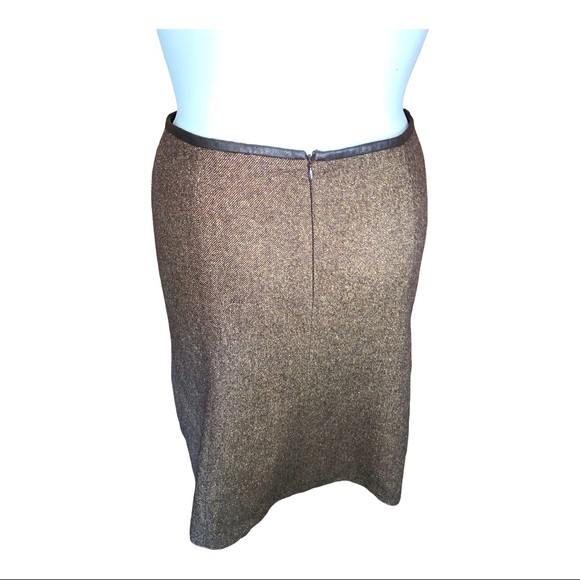 Tribal Brown Wool Blend Pencil Skirt Size 12 Lined Career Office Classic - Picture 7 of 9
